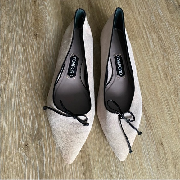 Tom Ford Bow Knot Blush Pink Suede Ballerina Flats 39.5 - Picture 4 of 10
